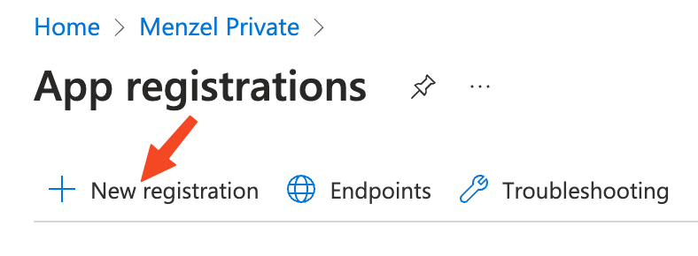Creating a new app registration in Entra ID