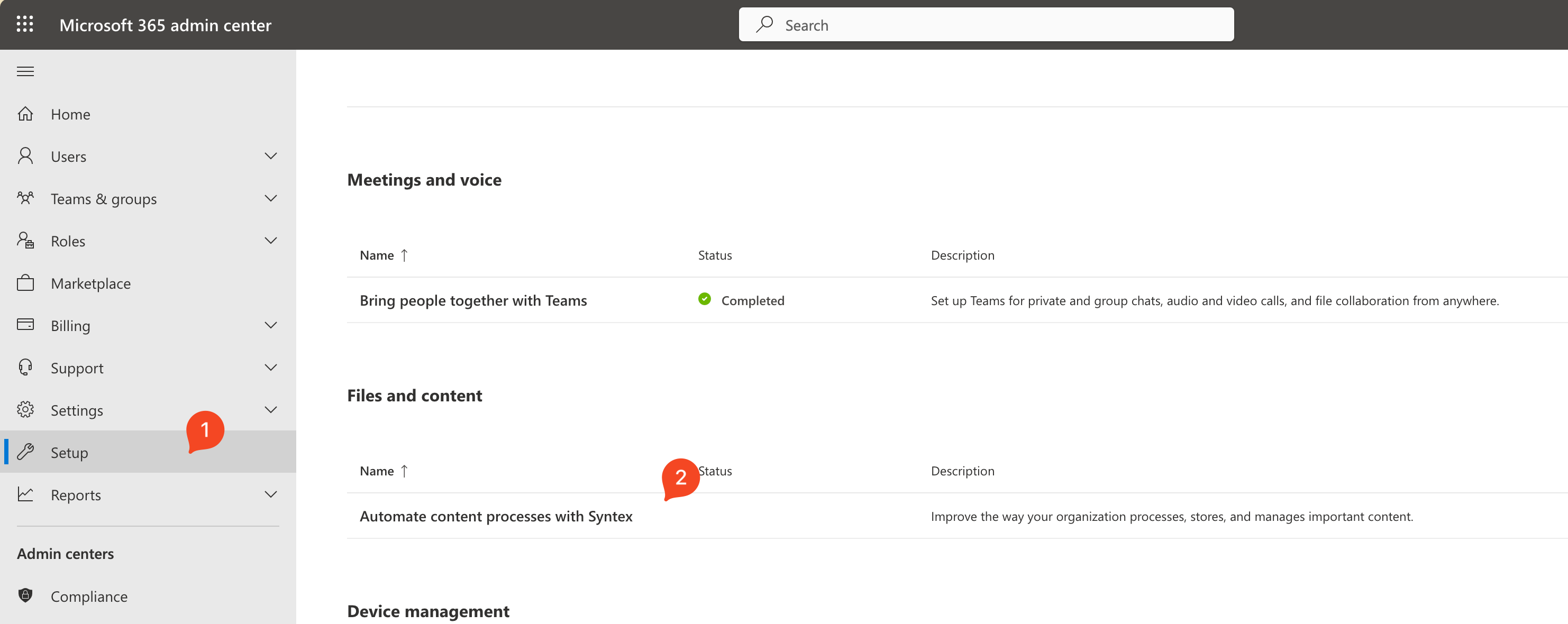 Navigating to Syntex settings in Microsoft 365 Admin Center