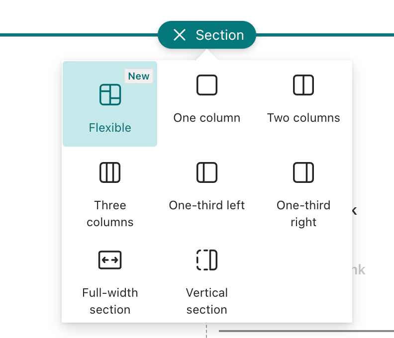 Flexible Section menu option